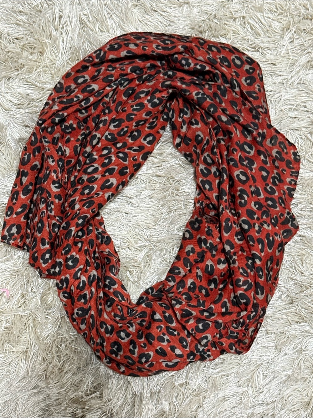 Nordstrom Wrap Scarf Lightweight Leopard Print Red and Black Shawl One Size - Picture 2 of 9